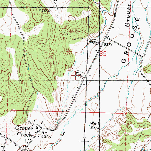 Topographic Map of Grouse Creek Cemetery, UT