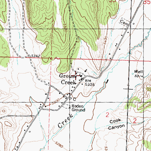 Topographic Map of Grouse Creek Secondary School, UT