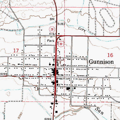 Topographic Map of Gunnison Valley Hospital, UT