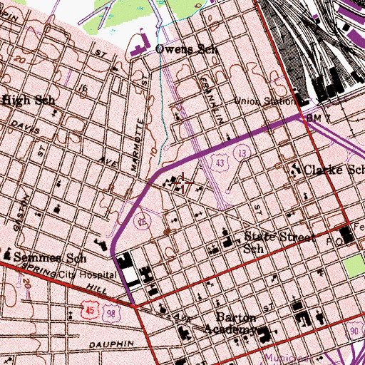 Topographic Map of Most Pure Heart of Mary Catholic School, AL