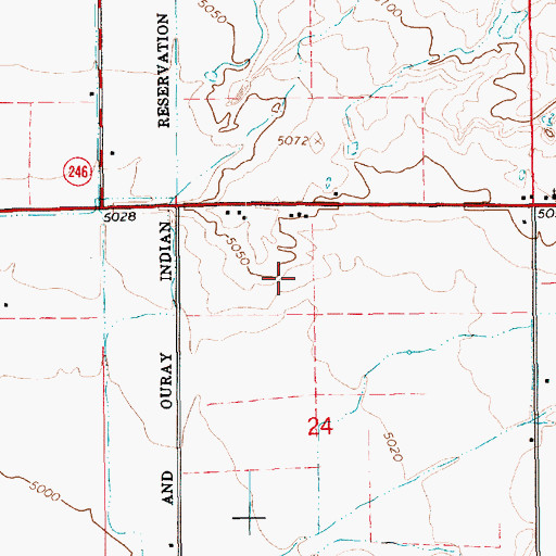 Topographic Map of Gusher Cemetery, UT