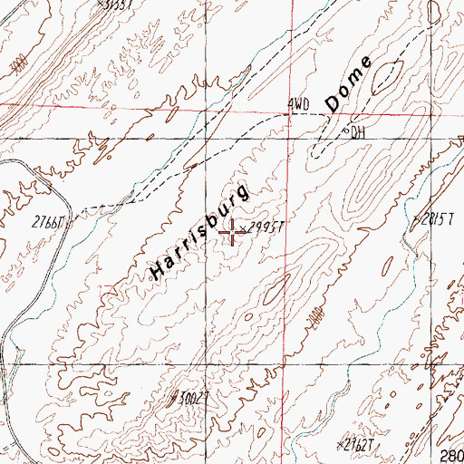 Topographic Map of Harrisburg Dome, UT