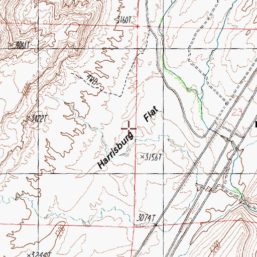 Topographic Map of Harrisburg Flat, UT
