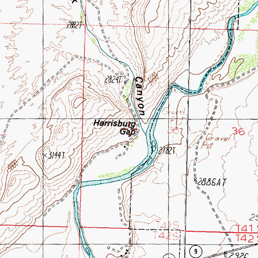 Topographic Map of Harrisburg Gap, UT