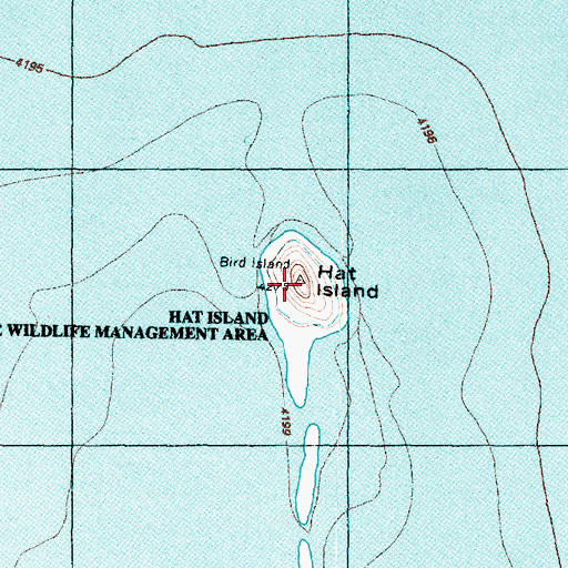 Topographic Map of Hat Island Wildlife Refuge, UT