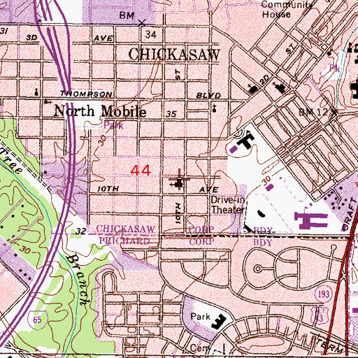 Topographic Map of Mount Calvary Baptist Church, AL