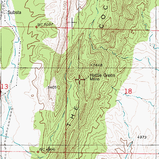 Topographic Map of Hattie Green Mine, UT