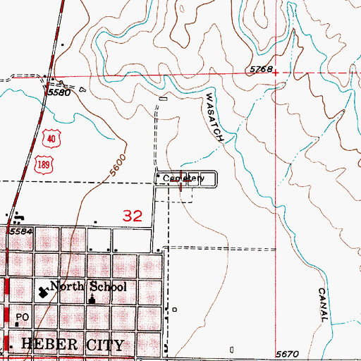 Topographic Map of Heber City Cemetery, UT