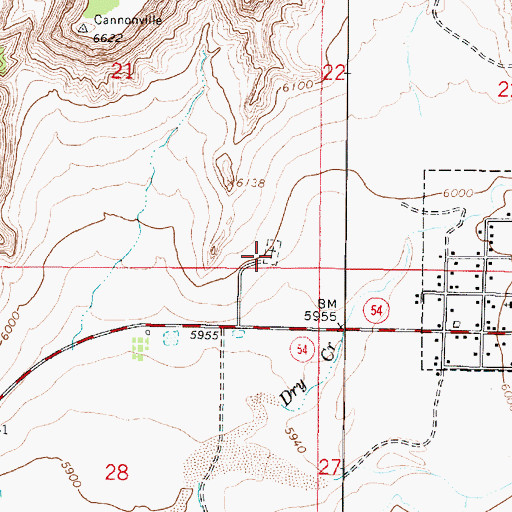 Topographic Map of Henrieville Cemetery, UT