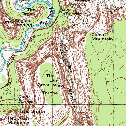 Topographic Map of Hidden Canyon Trail, UT