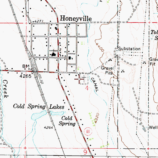 Topographic Map of Honeyville Cemetery, UT