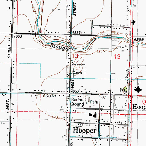 Topographic Map of Hooper Cemetery, UT