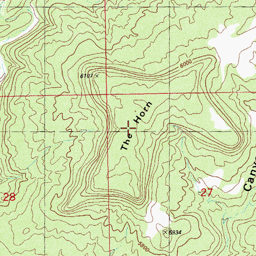 Topographic Map of The Horn, UT