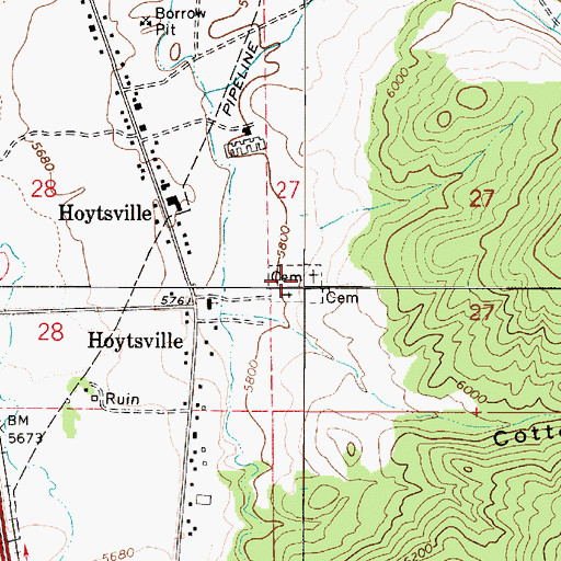 Topographic Map of Hoytsville Cemetery, UT
