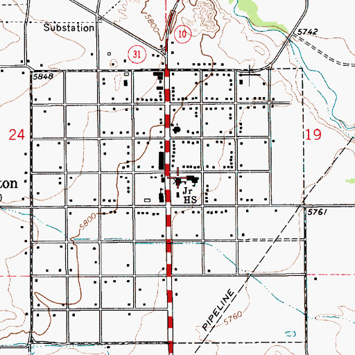 Topographic Map of Huntington Elementary School, UT