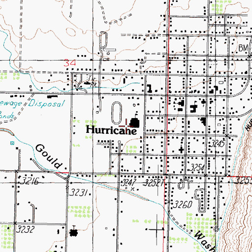 Topographic Map of Hurricane High School, UT