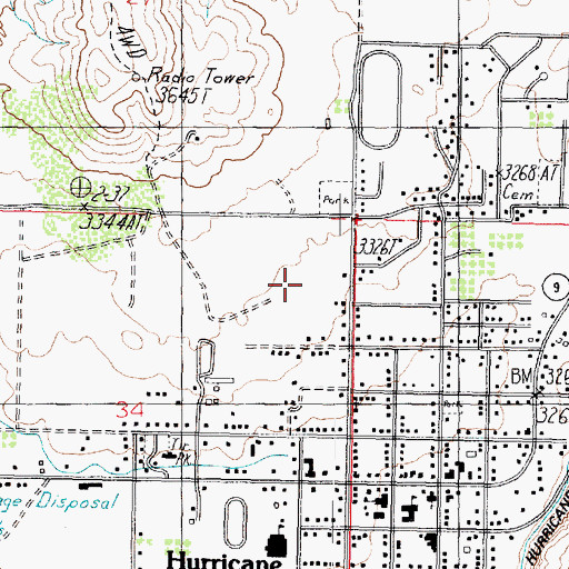 Topographic Map of Hurricane Middle School, UT