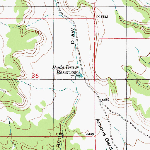 Topographic Map of Hyde Draw Reservoir, UT