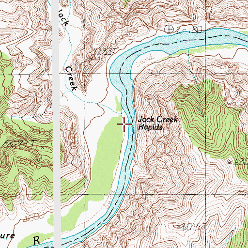Topographic Map of Jack Creek Rapids, UT