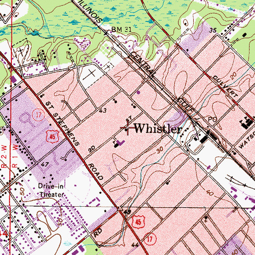 Topographic Map of Mount Sinai Baptist Church, AL