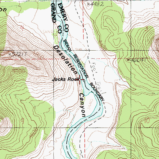 Topographic Map of Jacks Rock, UT