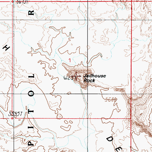 Topographic Map of Jailhouse Rock, UT