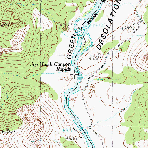 Topographic Map of Joe Hutch Canyon Rapids, UT