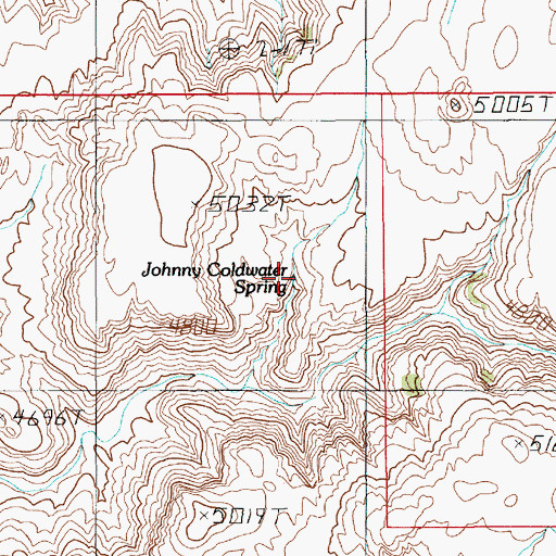 Topographic Map of Johnny Coldwater Spring, UT