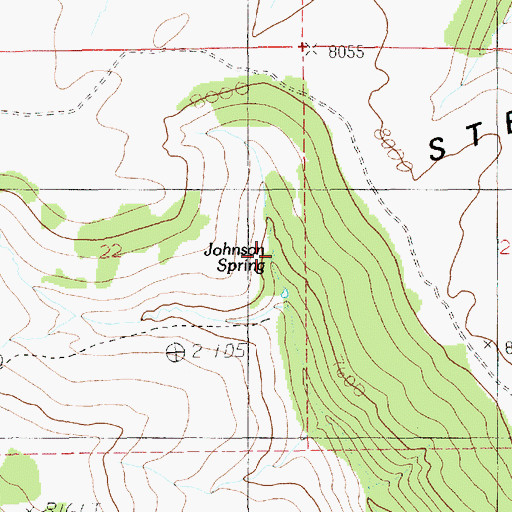 Topographic Map of Johnson Spring, UT