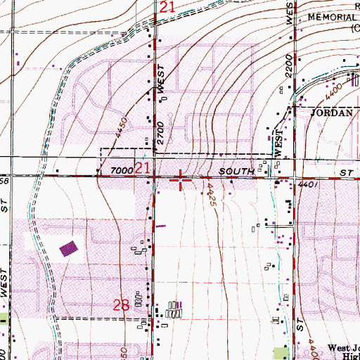Topographic Map of Jordan Ridge School, UT