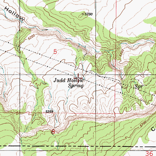 Topographic Map of Judd Hollow Spring, UT