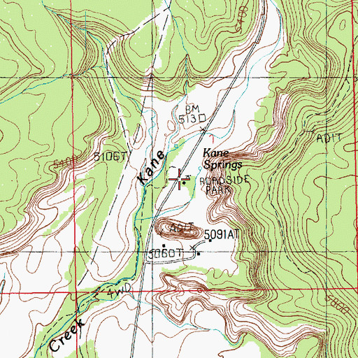 Topographic Map of Kane Springs Picnic Area, UT