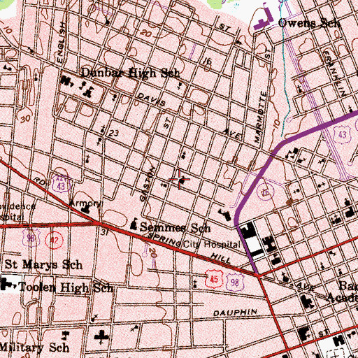 Topographic Map of Mount Zion Baptist Church, AL