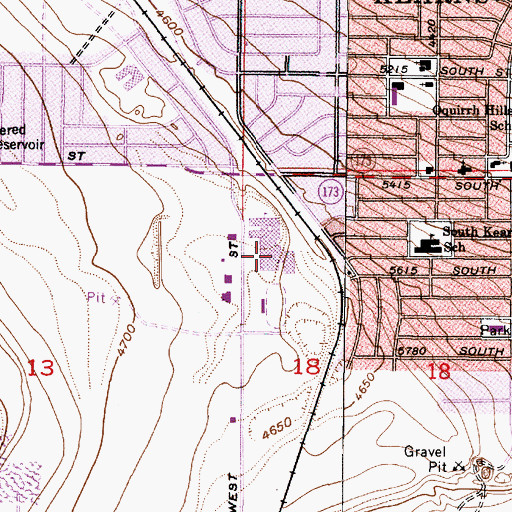 Topographic Map of Kearns High School, UT