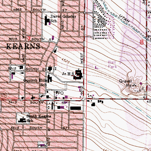 Topographic Map of Kearns Junior High School, UT