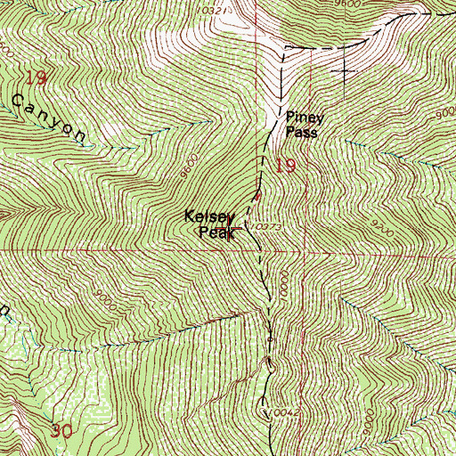 Topographic Map of Kelsey Peak, UT