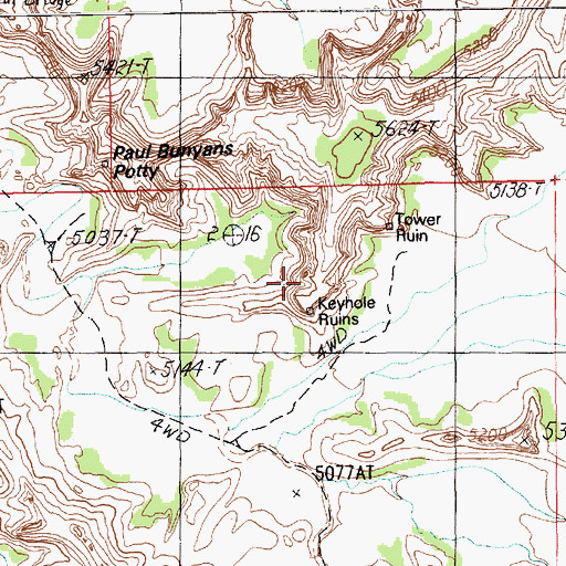 Topographic Map of Keyhole Ruins, UT