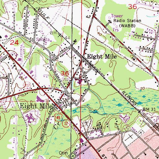 Topographic Map of Myers Memorial Baptist Church, AL