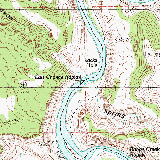 Topographic Map of Last Chance Rapids, UT