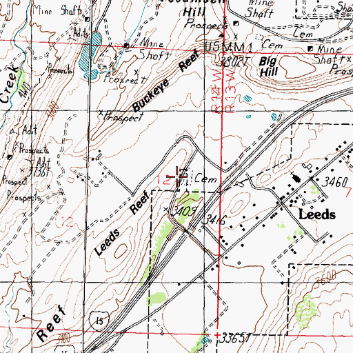 Topographic Map of Leeds Cemetery, UT