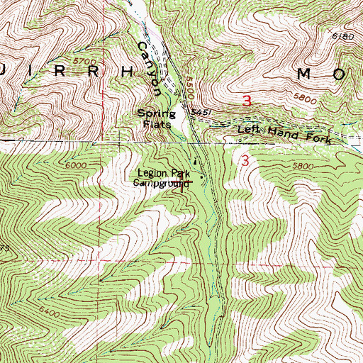 Topographic Map of Legion Park Campground, UT