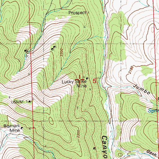Topographic Map of Lucky Strike Mine, UT