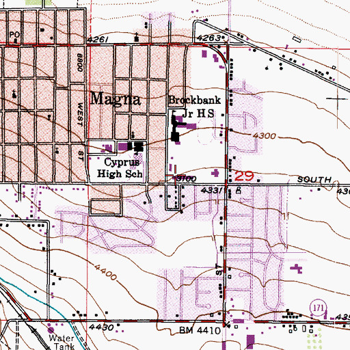Topographic Map of Magna Elementary School, UT