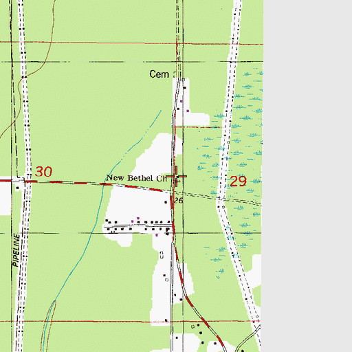 Topographic Map of New Bethel Church, AL