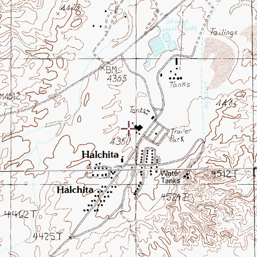 Topographic Map of Mexican Hat School, UT