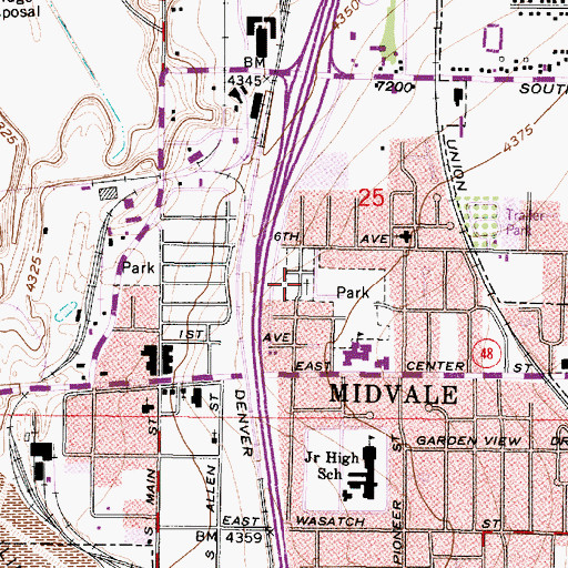 Topographic Map of Midvale City Cemetery, UT
