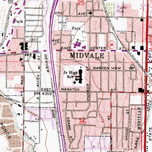 Topographic Map of Midvale Middle School, UT