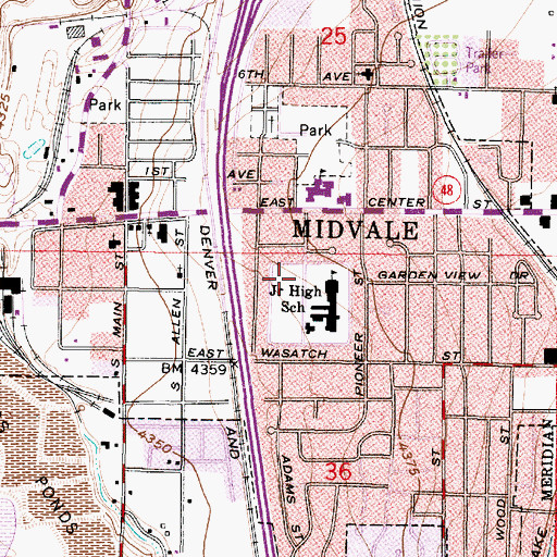Topographic Map of Midvale Elementary School, UT