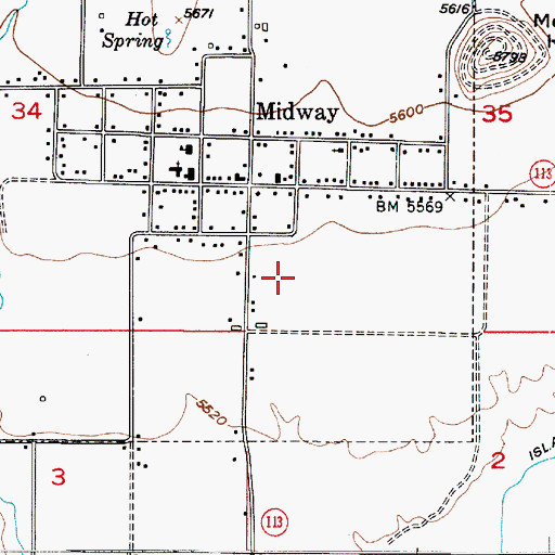 Topographic Map of Midway School, UT