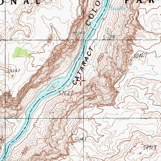 Topographic Map of Mile Long Rapids, UT